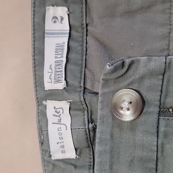 Maison Jules Size 2 LouLou Weekend Casual Light Khaki Green Cuffed Ankle Pants. - Picture 13 of 15